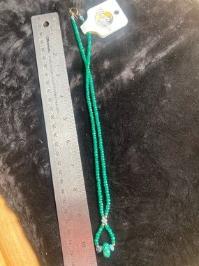 Emerald Green Onyx Gemstone Beaded Necklace Amazonite and Hemimorphite Accents